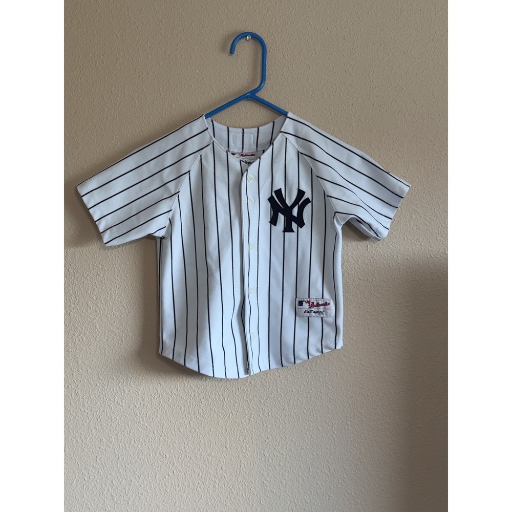 Majestic Kids New York Yankees Derek Jeter #2 Pinstripe Baseball Jersey White